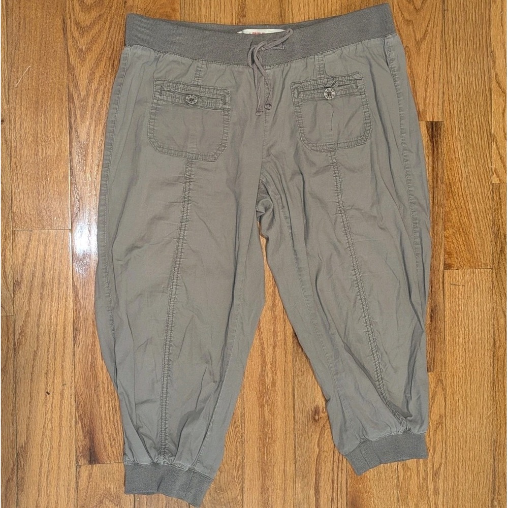 Y2K Utility Cargo Capri Pants Gray Ruched Jogger 1st Kiss Small